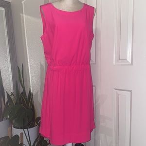 Athleta Womens Wailea Astra Hot pink Watercolor Sleeveless Dress Size 12.